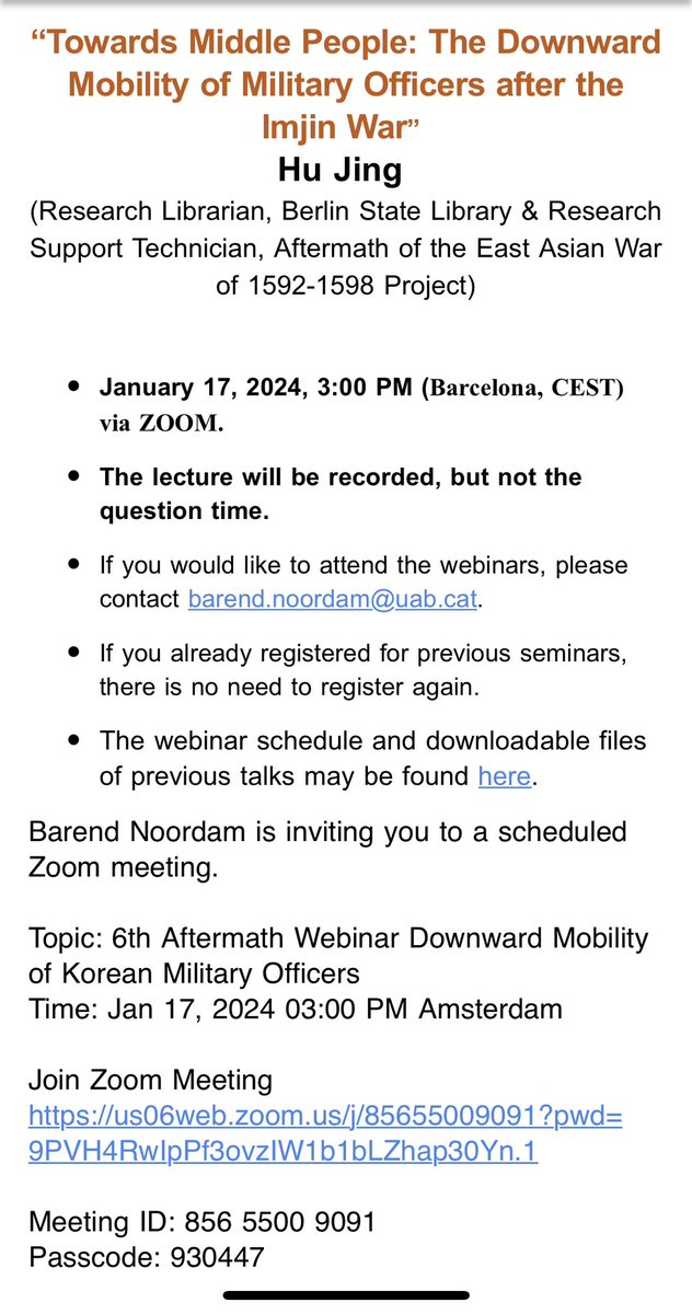 jing_hu1's tweet photo. Tomorrow afternoon I will give a talk at the Aftermath webinar series. The topic is the downward mobility of muban after the Imjin war. I will also show my digital approaches to address the research question. 많은 관심 부탁드립니다! #Neo4j #Choson https://t.co/216Ux1t9BQ