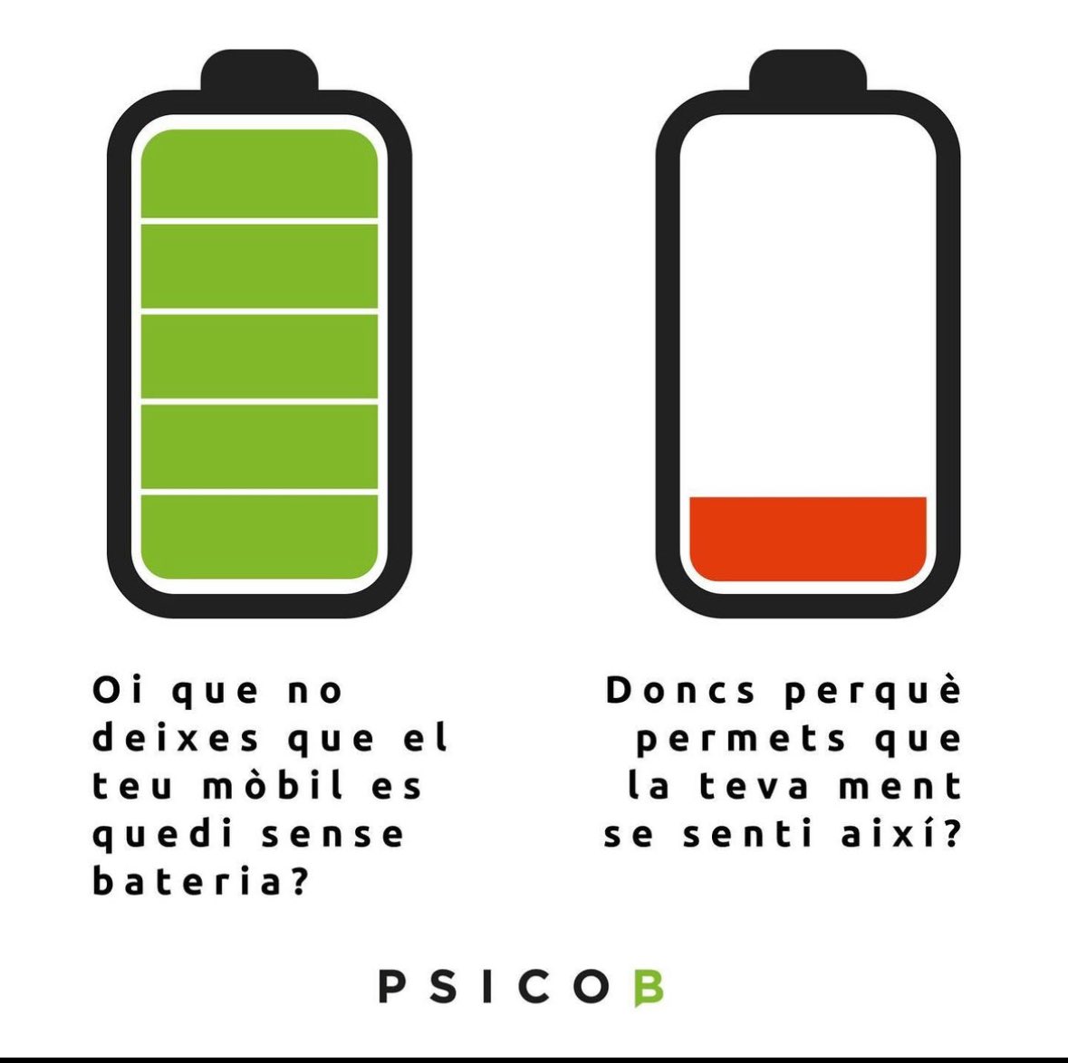 PsicoBAnd's tweet photo. 🔋igual que la bateria del mòbil, la teva ment també es mereix carregar-se. No deixis que es decarregui! 🪫
🔋Quan et carregues, no només mantens la teva claretat mental, sino que també il•lumines el teu camí cap a un benestar durador! 🪫
#salutmental #psicologia https://t.co/pBmb5rgY9E