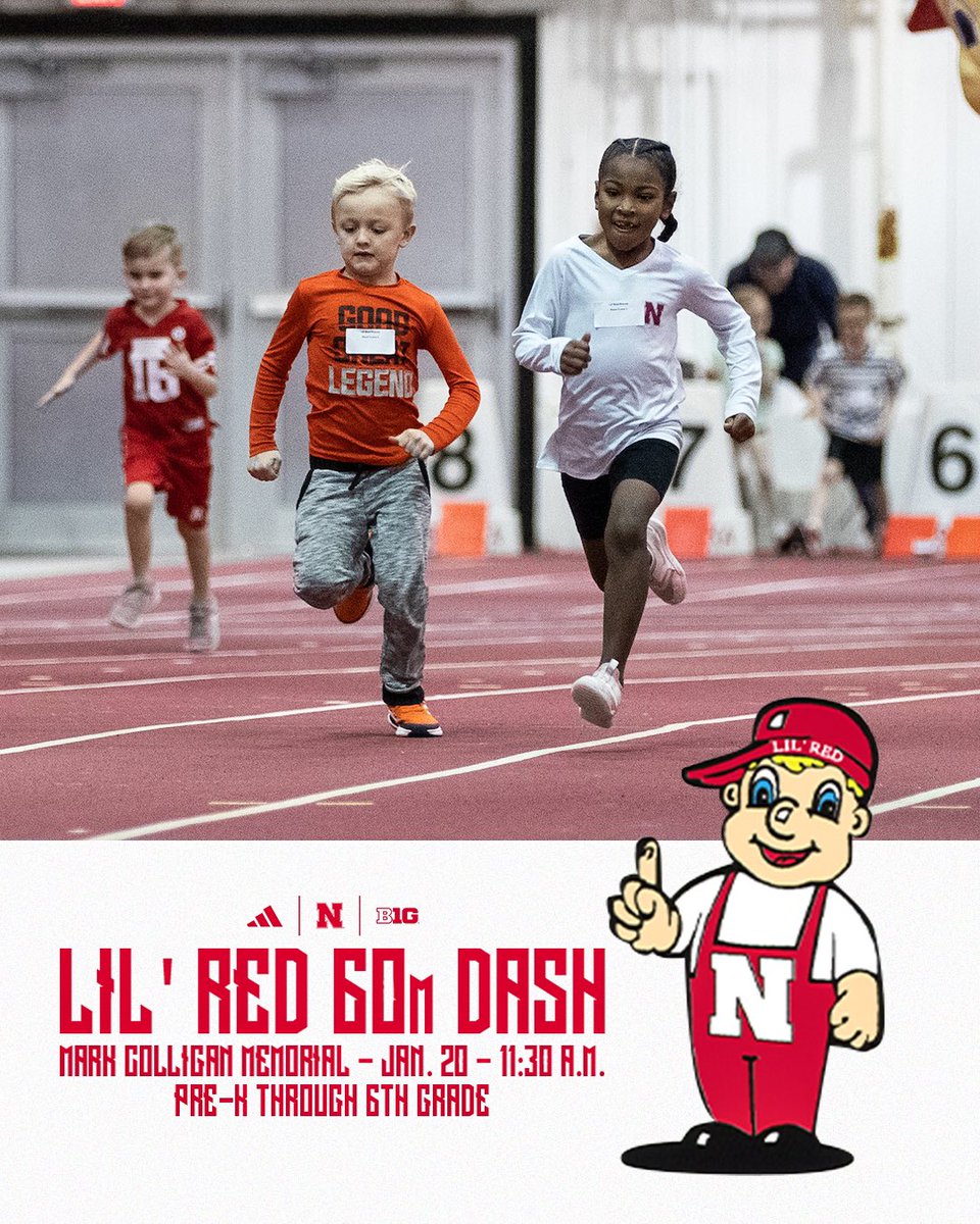 HuskerTFXC's tweet photo. On your marks!

Come out this Saturday to the Mark Colligan Memorial meet for the Lil’ Red 60m Dash!

Open to ages Pre-K through 6th Grade. The starting gun goes off at 11:30 a.m.

🔗: https://t.co/AL2gWt26KW https://t.co/pach5TWETT