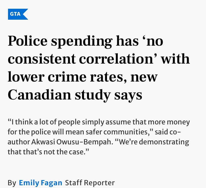 EVYSTADIUM's tweet image. we each pay hundreds of dollars per year to the toronto police, who claim that they still need more, yet research shows crime rates have no correlation to higher budgets. instead, they’re out here openly targeting unhoused people and protestors 
thestar.com/news/gta/polic…