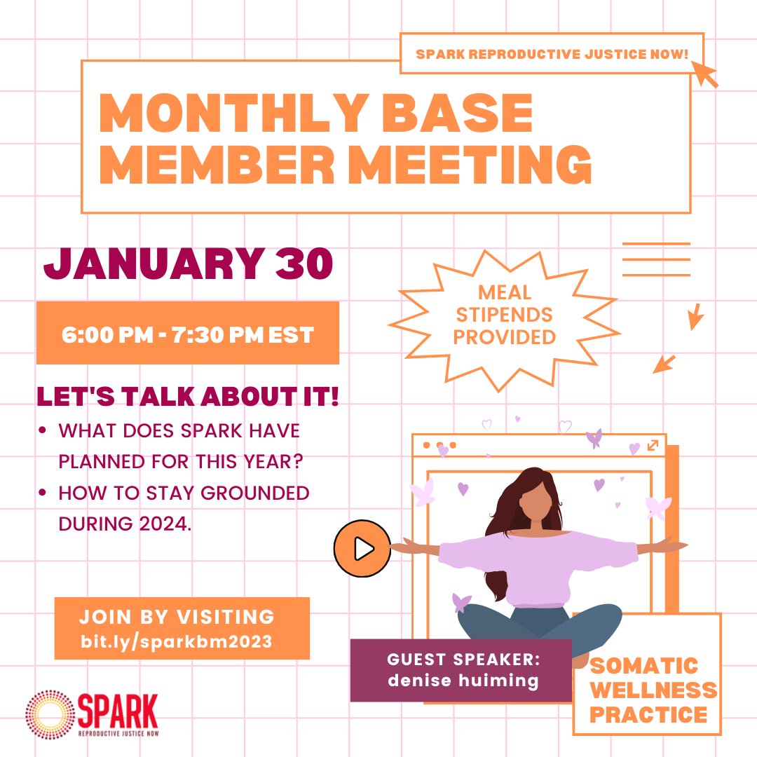 SAVE THE DATE! January Base Member Meeting 01.30.24 @ 6PM EST Join via zoom: bit.ly/sparkbm2023 WELLNESS SESSION!