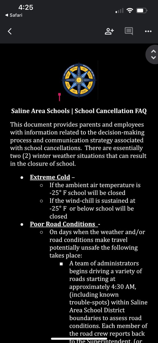 FredJac31138620's tweet photo. @SalineSchools I thought saline was the kind of school where we teach honesty and following through on commitments/guidelines… why call school off today when it doesn’t breach the temp guidelines yet keep it in session when there are eminent dangers..? https://t.co/tG3QUZ8hx9