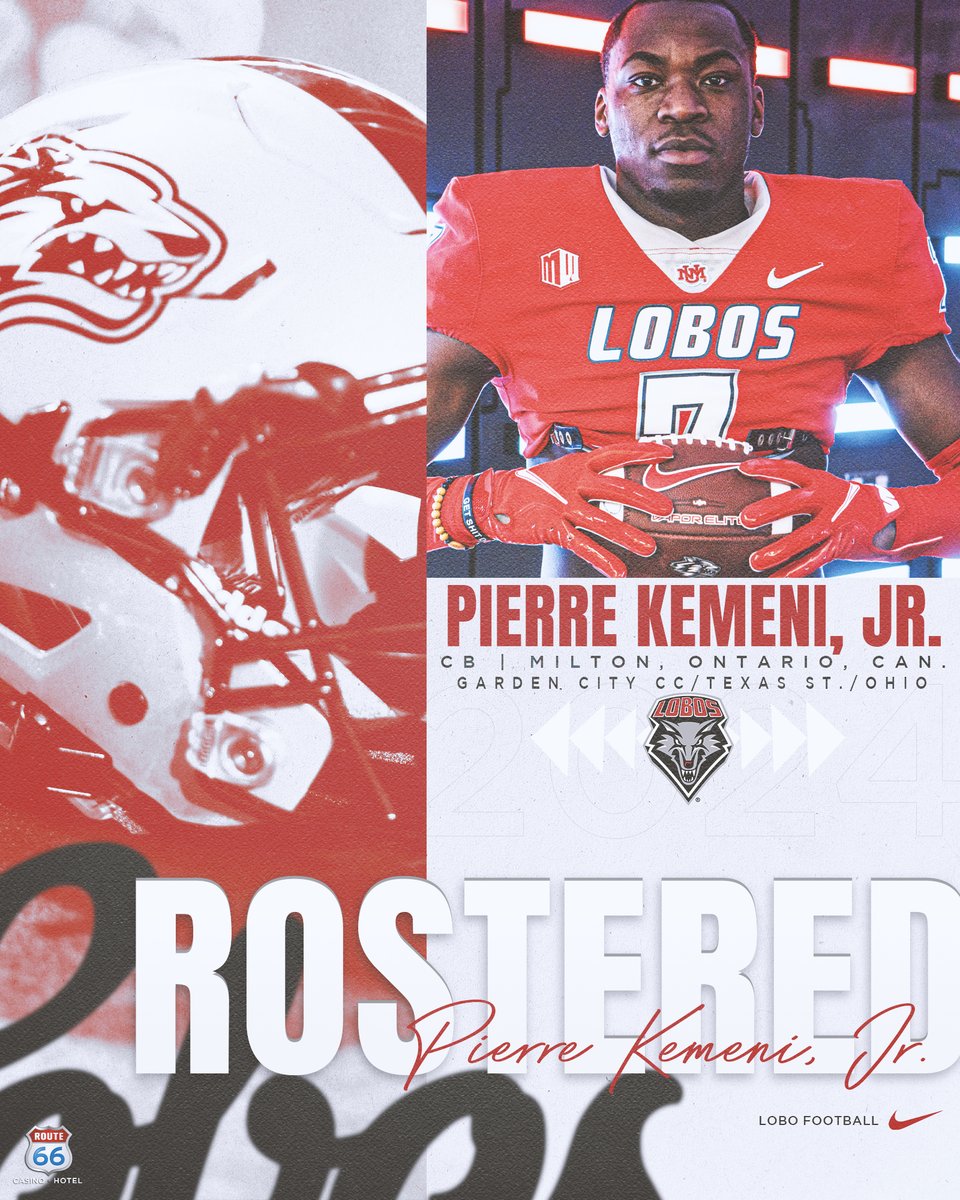 🚨ROSTER UPDATES!!!🚨

Let's welcome Pierre Kemeni, Jr. (<a href="/Pkemeni7/">Pierre Kemeni Jr.</a>) to the Lobo Family!

Pierre is a 6-1, 205 corner who has experience at Ohio, Texas State and last year at Garden City where he had 19 tackles and a pick. He has two seasons with the Lobos!!!

#GoLobos