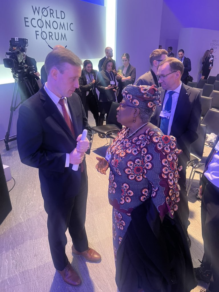 NOIweala's tweet photo. A clear set of messages on America’s foreign policy including economic aspects, by @jakesullivan46 US National Security Advisor, followed by excellent exchange with @borgebrende. An important takeaway- We are moving into a new phase of strategic competition in an era of interdependence. We should not throw away what we created, in terms of multilateral institutions, decades ago, but we must reform them in line with the new and emerging realities.