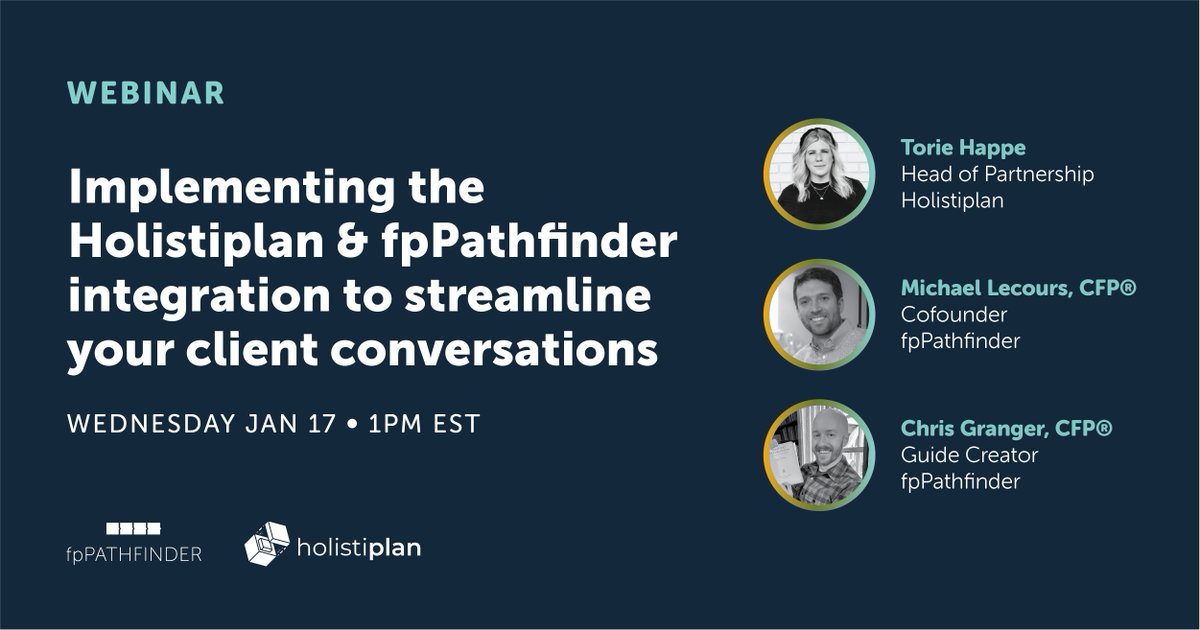 Holistiplan's tweet photo. 🎙️Live webinar TOMORROW!

Join us and @FpPathfinder tomorrow (1/17) at 12 PM CT as we explore how advisors can best utilize their tech stacks to streamline client conversations. 

Register now, we'll see you then! https://t.co/lXFODe47sc https://t.co/GBPcMRZntx