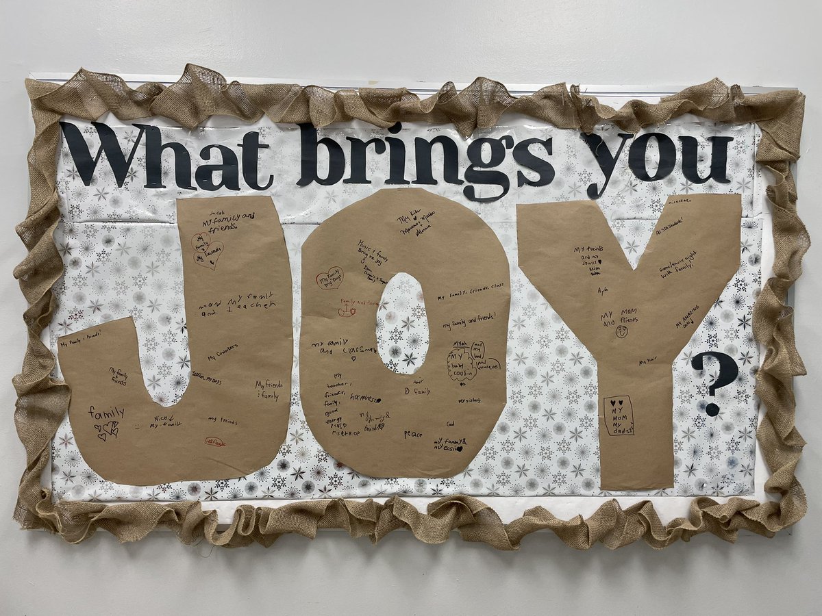 What brings you joy? Love the way this holiday bulletin board turned out.✨<a href="/StAngelaWECDSB/">St. Angela WECDSB</a>