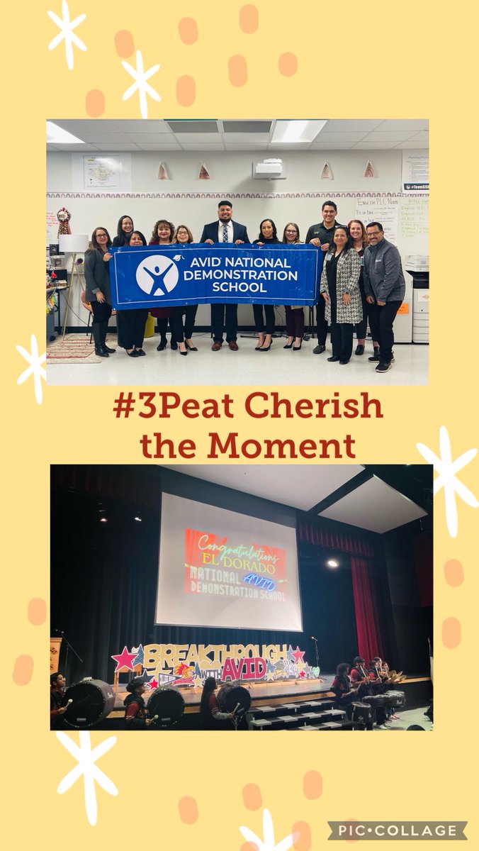 Drum roll please…🥁 🥁 El Dorado High School is awarded AVID National Demonstration School distinction for the third time! Proud of all our scholars &amp; educators for believing in our work #BAMN #BreakThrough ⁦<a href="/AVID4College/">AVID</a>⁩ #OneEmpire ⁦<a href="/SarinanaEDHS/">Jacob Sarinana</a>⁩ 🙌🏼♥️🖤💛🫶🏼