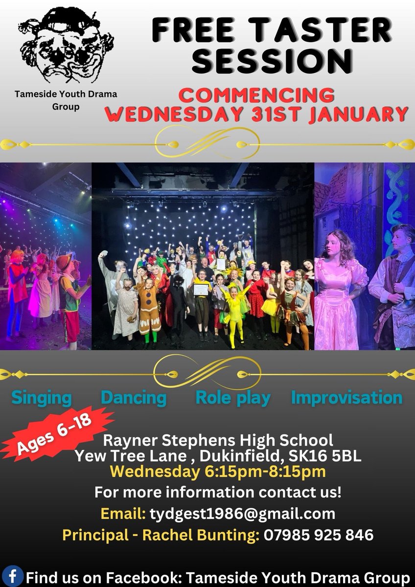 tydgest1986's tweet photo. Open to new members from Wednesday 31st January!
Please get in touch to confirm your place! 🎭 https://t.co/jhkZNoyi4T