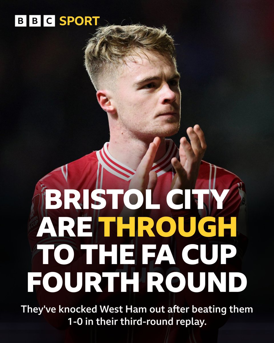 Bristol City have knocked West Ham out of the FA Cup!

#BBCFACup