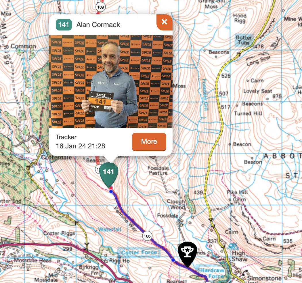 VertebratePub's tweet photo. This is what it is all about - Awesome Alan, out alone on the @TheSpineRace since pretty much the start, what an absolute inspiration. https://t.co/EXMUGT3zED