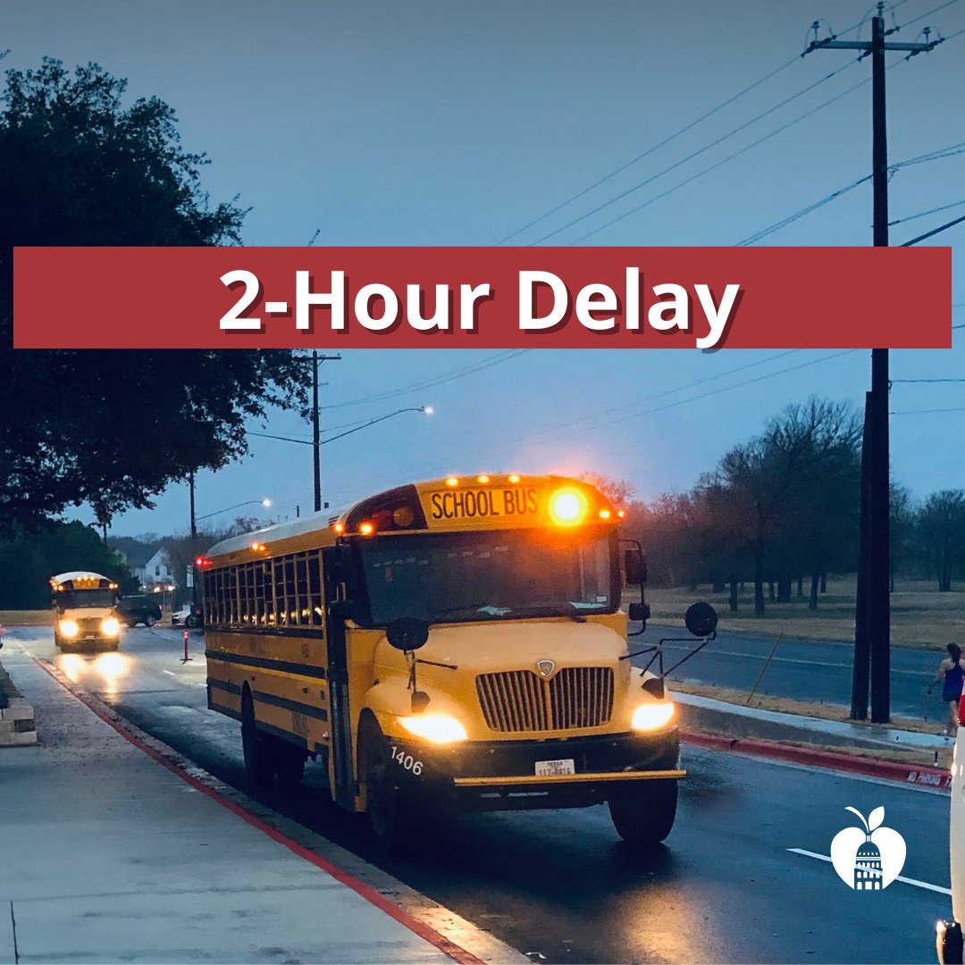 AustinISD's tweet photo. ❄️ Winter Weather Update

Due to ongoing freezing temperatures, Austin ISD is delaying the start time for all classes, buses and offices by two hours tomorrow, Wednesday, Jan. 17.

Full story here 🔗:https://t.co/41snJQ8WOk

🧵/4 https://t.co/aVPL9RrEpT