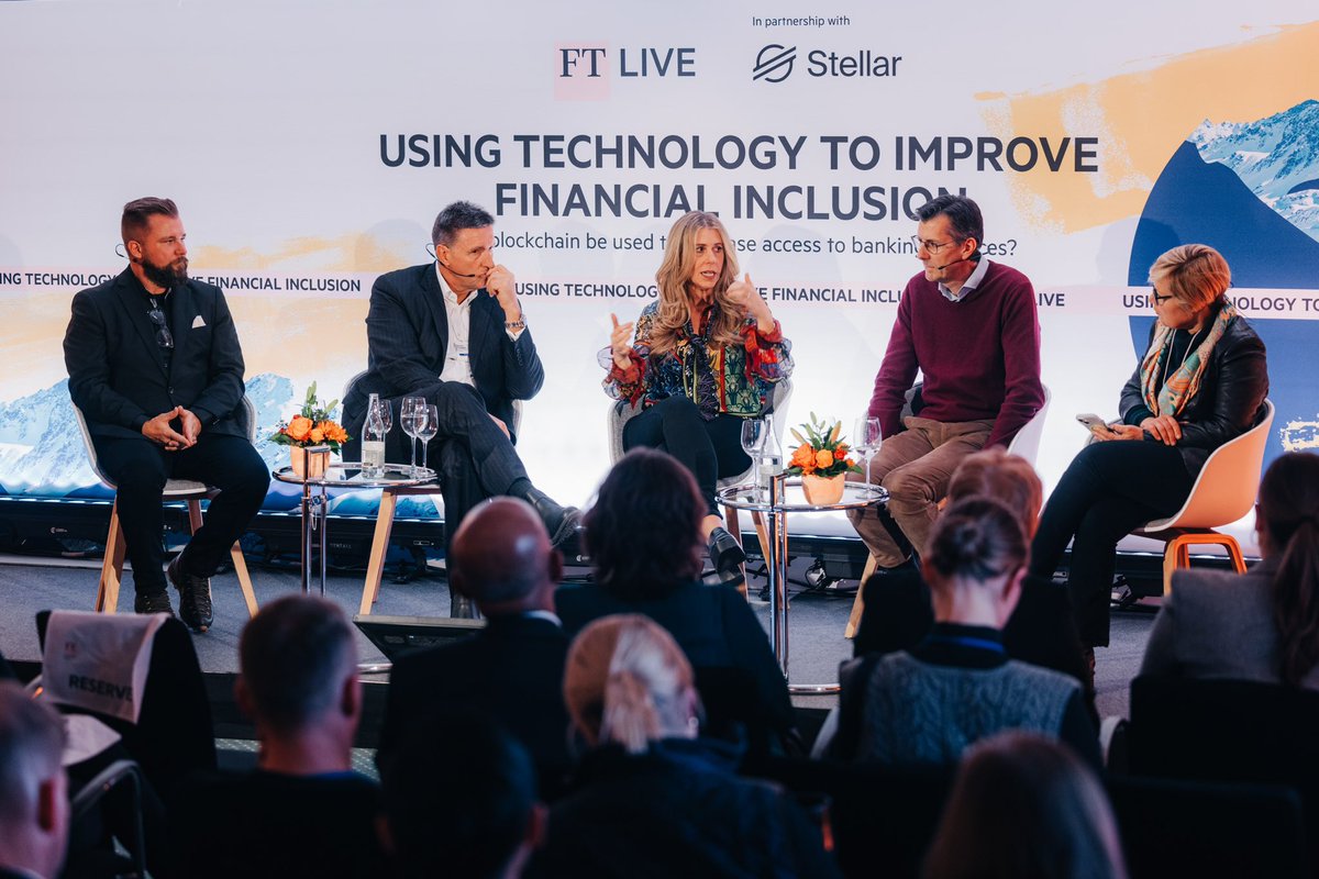 Commencing #WEF24 on a high note, exploring blockchain's playbook for financial inclusion. Thanks to our moderator @gilliantett and participants Simon Cooper, @JornLambert, and @ScottLikens at the @FT — @StellarOrg Reception. Diverse perspectives made for an engaging…