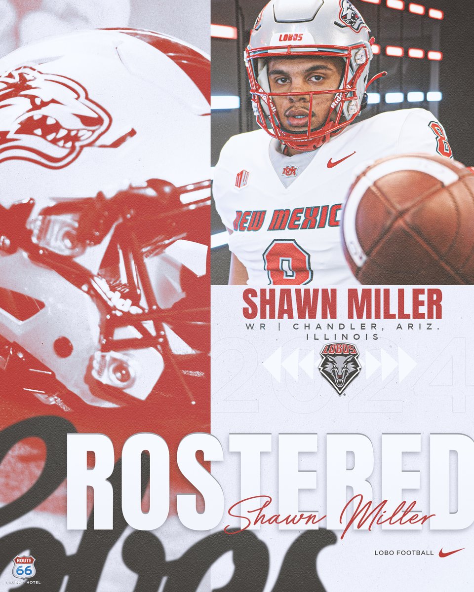 🚨ROSTER UPDATES!!!🚨 Let's welcome Shawn Miller (@ShawnMiller__to the Lobo Family! A receiver transferring in from Illinois, Shawn is 6-1, 200!! He played six games at Illinois last year and won two state titles (at IMG +Saguaro) and was a 3-star WR out of IMG!! #GoLobos