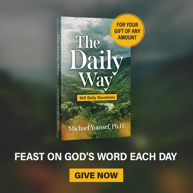 Filled with 365 daily Bible readings and devotional thoughts, Dr. Michael Youssef’s devotional book The Daily Way addresses topics important to you such as marriage, family, prayer, and more. Get your copy today for your gift of any amount: leadingtheway.link/24DFB001