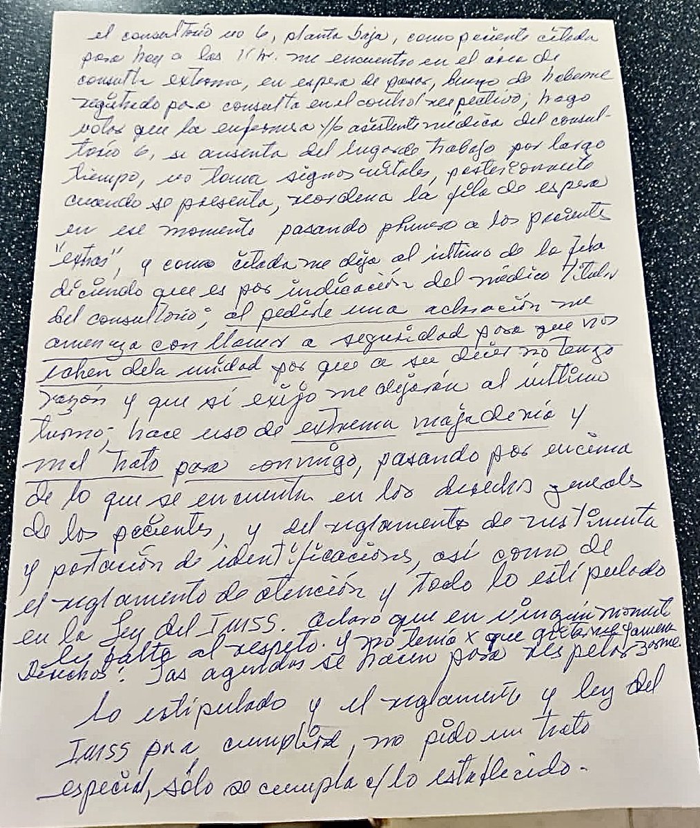 HectorWerrero's tweet photo. @zoerobledo @IMSSagsOficial  @Tu_IMSS @jefafabiana Negativa de atención a un reporte de queja por parte del personal TAOD Alicia Perez del H.G.Z. No.1 Aguascalientes , personal de enfermería que sobajo y maltrato a mi madre médico retirado del IMSS de la 3Ra edad #imssopinión https://t.co/ReKUkfMqe3