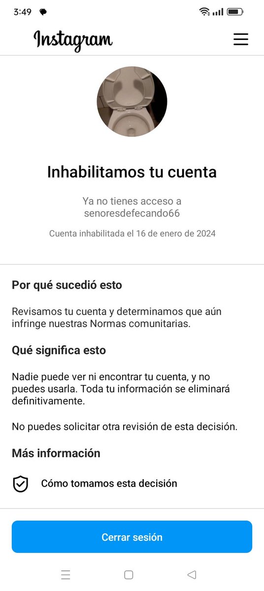 cagandoagusto's tweet photo. Pinche instagram no me devolvió mi cuenta 😞😞😞😞 https://t.co/wXtTczA9K8