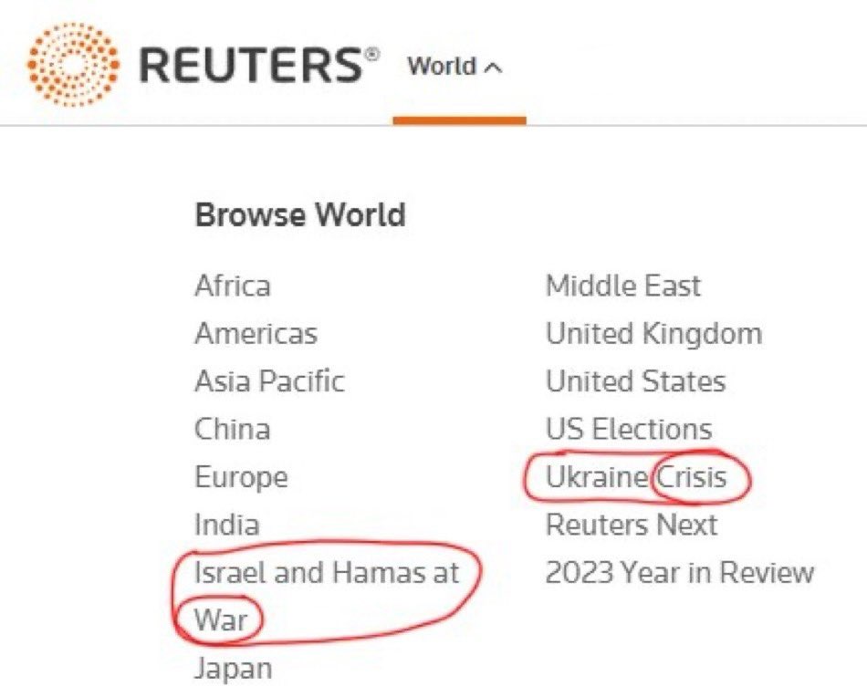 MyLordBebo's tweet photo. 🇺🇦🇵🇸🚨‼️ Reuters got its priorities straight!

Ukraine CRISIS
Israel WAR https://t.co/Daf8ehT53G