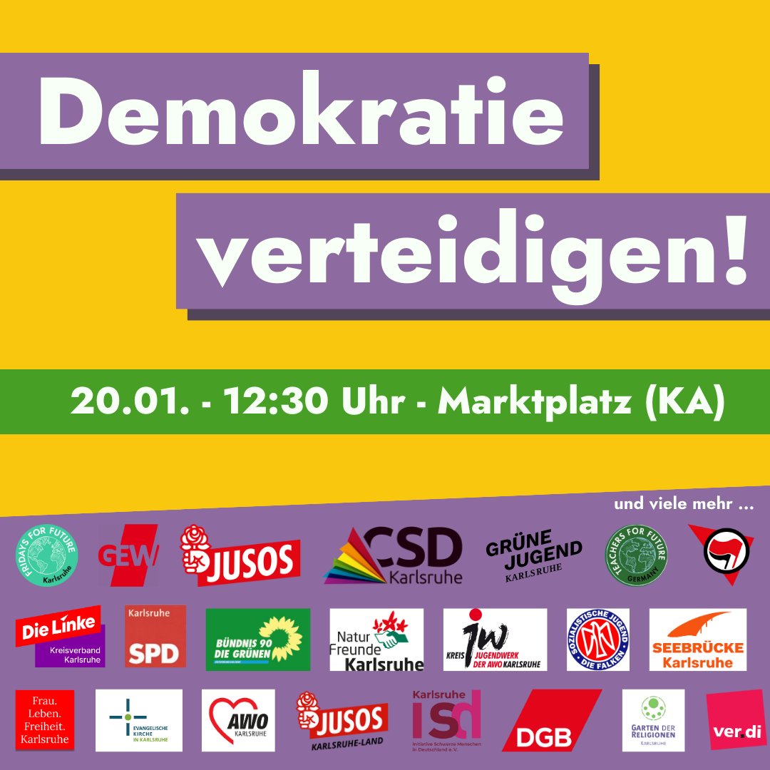 📣Sei laut gegen Rechts!📣

🗓20.01.2024
🕗12:30 Uhr
📍Marktplatz

Sag es allen weiter! Wir sehen uns Samstag!

#vielfaltverteidigen #niewieder #noafd #karlsruhe