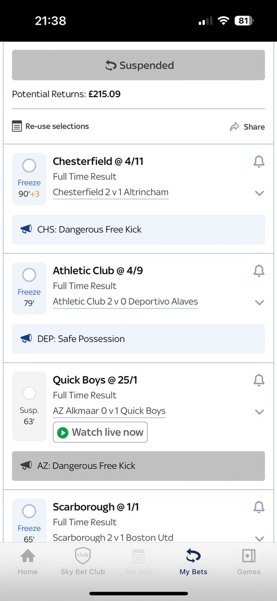 cooking1980's tweet photo. @SkyBet That’s right you freeze a 25/1 until the other team is now winning! You should settle as a winner as that’s not fair. All other games either won or winning to two so pay up https://t.co/M1PRIwSsDI