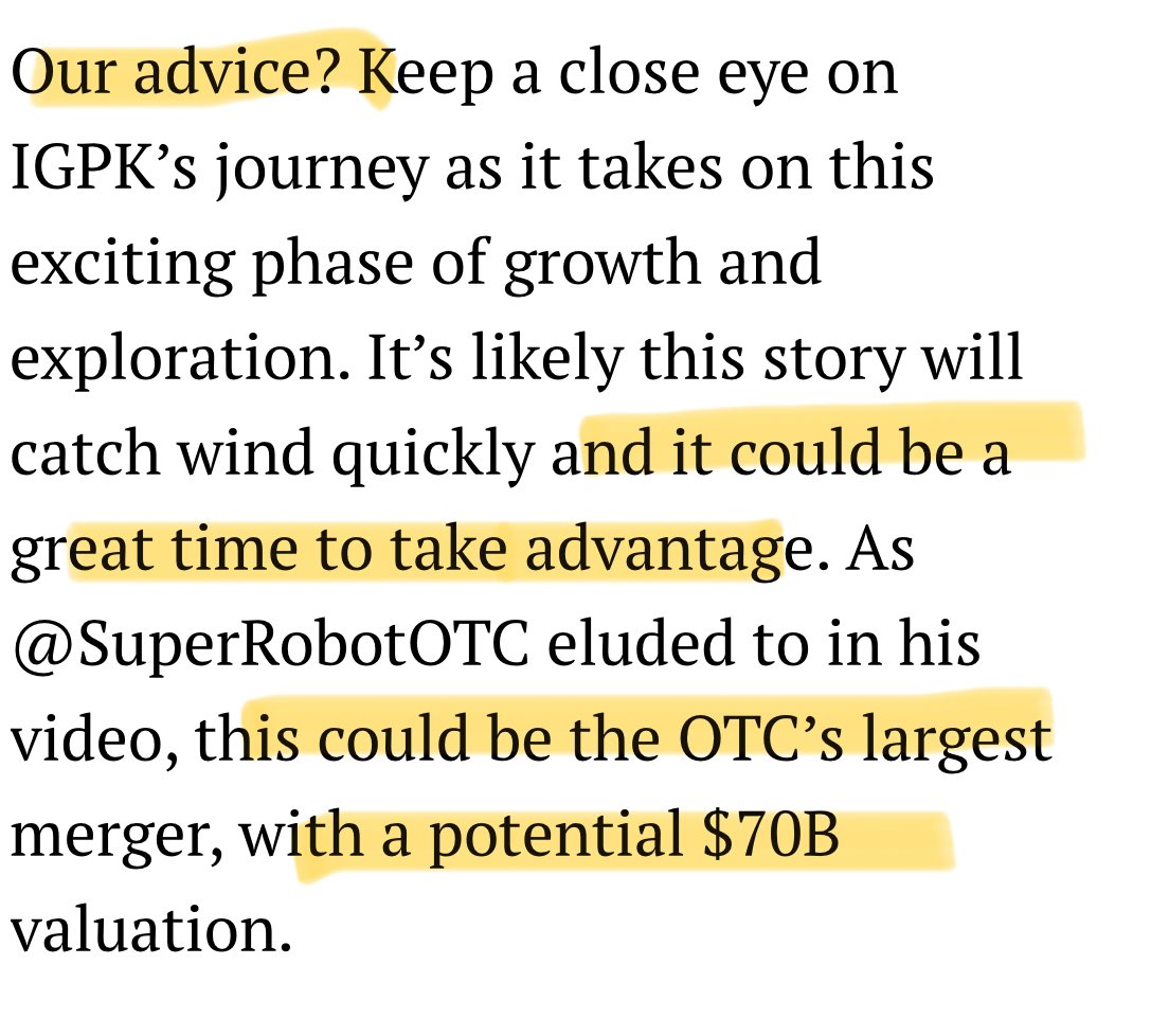 Trinacria1012's tweet photo. Article excerpt by @MicroCapDaily_ 

$IGPK https://t.co/n2ju8zqqTI