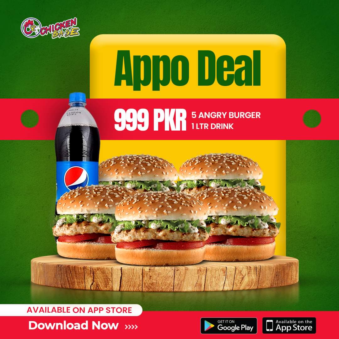 ChickenBase_Rwp's tweet photo. 5 Angry Burgers with a 1-liter drink for just 999 PKR. 
Only available on APP and Website  
𝐖𝐞𝐛𝐬𝐢𝐭𝐞
https://t.co/rsIzHH1mMw    
𝐏𝐥𝐚𝐲 𝐬𝐭𝐨𝐫𝐞
https://t.co/UT2nowdzHG
𝐀𝐩𝐩𝐥𝐞 𝐬𝐭𝐨𝐫𝐞
https://t.co/hXgyJ73jdh

#OrderNow  #FreeDelivery #Chickenbase
#AngeryBurger https://t.co/TGDntRiduK