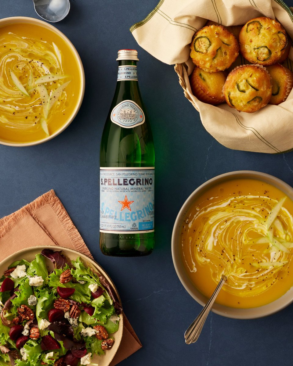 Warm up January with the perfect pairing: S.Pellegrino, a hearty bowl of soup, freshly baked muffins &amp; a delicious salad. It's the season of comfort, and we've got your perfect recipe for cozy moments.