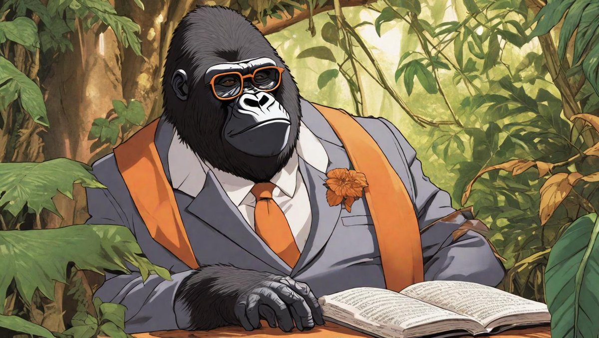 jdhmakes's tweet photo. #visualelectric be like "what even are books REALLY?" Got it wrong 2/4 generations
Prompt: gorilla in a suit and spectacles, lounging and reading thick legal texts while hanging out among jungle vines https://t.co/5kZwL5xeTB