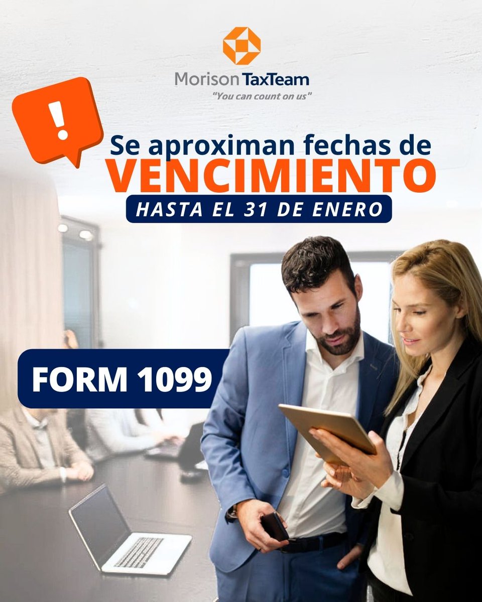 morisontaxteam's tweet photo. Les recordamos que el deadline para presentar el formulario 1099 es hasta el 31 de este mes de Enero.
Las empresas que no presenten 1099 serán multadas por el IRS.

https://t.co/Ni7CR5iOJb

 #miami #taxes #impuestos #zelle #miami #florida https://t.co/wvqrQvx5Cc