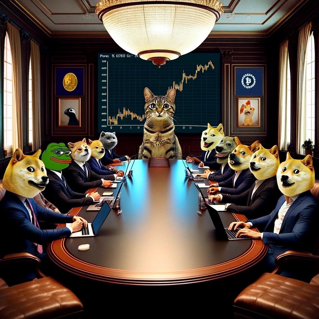 $Hemule, leading the pack, teaching the art of crypto gains to $Pepe and friends. It’s a meme revolution! 🚀🐱💻🐸📈 #CryptoConference