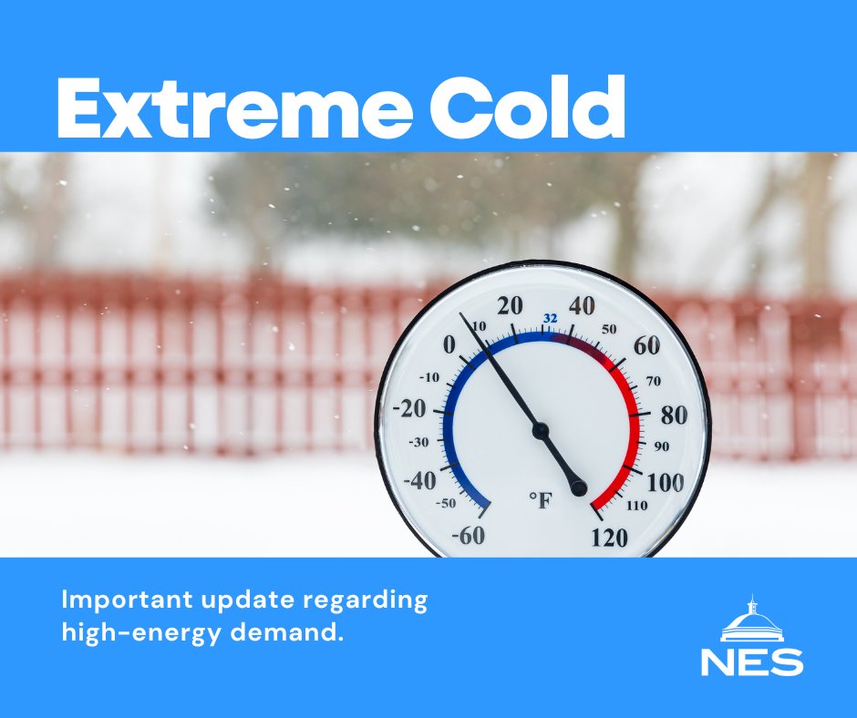 Ongoing frigid temperatures have prompted TVA to request VOLUNTARY energy curtailment across the NES service area. Customers are asked to reduce electricity use by following simple measures in your home. Turn off lights when not in the room, hold off on doing laundry and running
