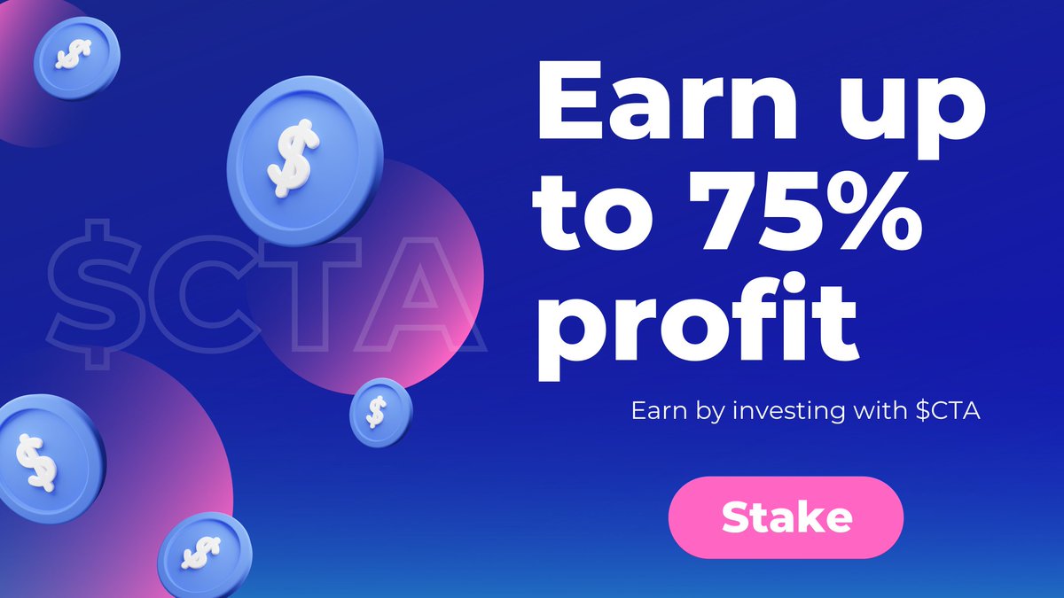 cyberteslai's tweet photo. 💵 $CTA Stake has started  Don't miss the great opportunity with advantages and high profit rates🛍⚡️
🔄 1 Month Stake Earning: % 12
🔄 3 Month Stake Earning: % 25
👑 6 Month Stake Earning: % 75
🚔 Penalty Fee: % 8

🏦 Stake Link: https://t.co/PNOOXkpEYK https://t.co/GYSW9pDjcL