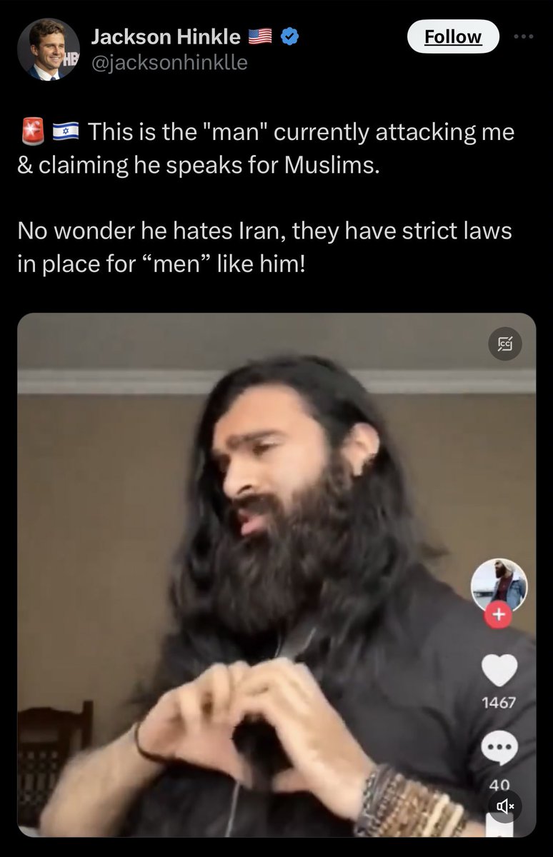 xavierjp__'s tweet photo. The mask is slipping for Jackson hinkle

Following My condemnation of his

- support for Assad (who kills Muslims)
- support for putin (who kills Muslims)
- support for Iran (who kill Muslims, they just bombed Pakistan)
- support for China (who persecutes Muslims) 
- exploitation of Palestinian suffering

I Clearly got under his skin

He almost never responds to a critic in this manner

But little old me evidently got under his skin because rather than address any of my points

He has gone for good old character assassination

This is the litmus test for a Muslim

Who will you side with

A kaffir who supports the killers of our Syrian brothers and brings up the pre-Islamic sins of a Muslim convert

Or a Muslim, as flawed and wretched as I may be

Let’s see if the concept of Al wala wal bara is known amongst the Muslims