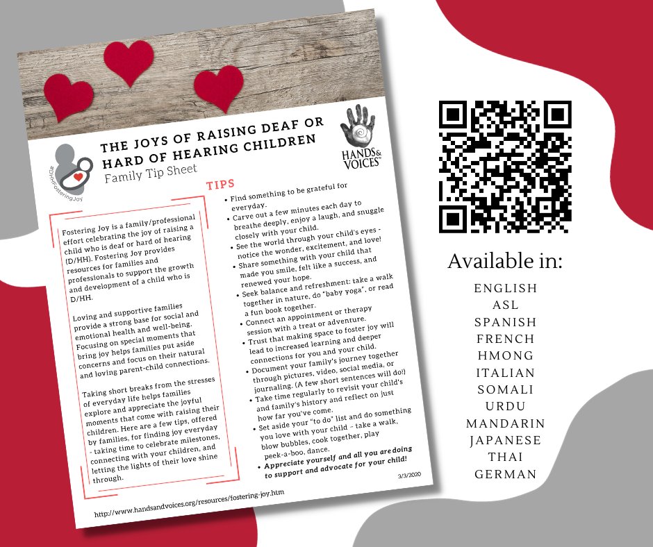 HandsandVoices's tweet photo. Check out our Fostering Joy Family Tip Sheets!

Tip Sheets Translated Into These Languages:
English, ASL, Spanish, French, Hmong, Italian, Somali, Urdu, Mandarin, Japanese, Thai and German

https://t.co/0GLL82yBIp https://t.co/Su5eoDXy4W