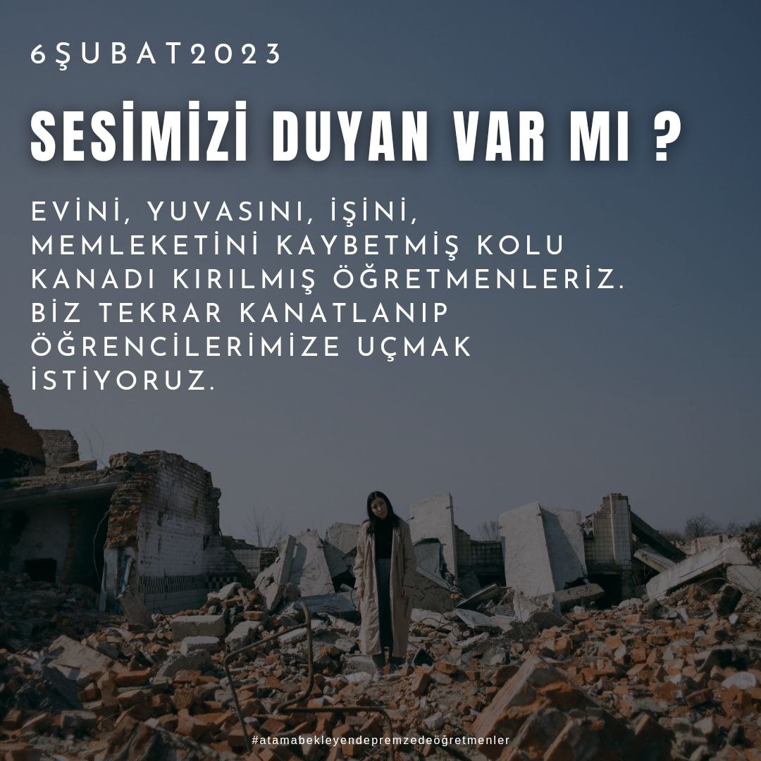 Yaşanan felakt asrın felaketiyse  dprm bölgelrnde özel sektör gerekli istihdamı sağlayamıyrsa bu atama ndn hala gerçekleşmedi.Şrtsz atama bekliyrz
<a href="/RTErdogan/">Recep Tayyip Erdoğan</a>  <a href="/MehmetFendogluu/">MEHMET FENDOĞLU 🇹🇷</a> <a href="/emrkongar/">Emre Kongar</a> <a href="/HuseyinYayman/">Hüseyin Yayman🇹🇷</a> <a href="/cagdasbayraktar/">Çağdaş Bayraktar</a> <a href="/ademyesildal/">Adem Yeşildal.🇹🇷</a> <a href="/erkbas/">Erkan BAŞ</a>  <a href="/MullaogluServet/">Servet Mullaoğlu</a>
#UnutuldukTükendik