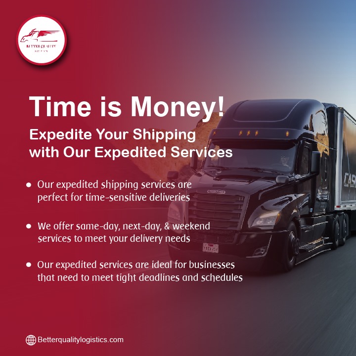 ⏱️ Time is Money! ⏱️ Choose Better Quality Logistics for lightning-fast shipping that doesn't compromise on quality. 🚚✨ Expedite your deliveries and experience the difference!

#BQLExpress #TimeIsMoney #LogisticsMasters #FastShipping #BetterQualityLogistics #SpeedyDelivery