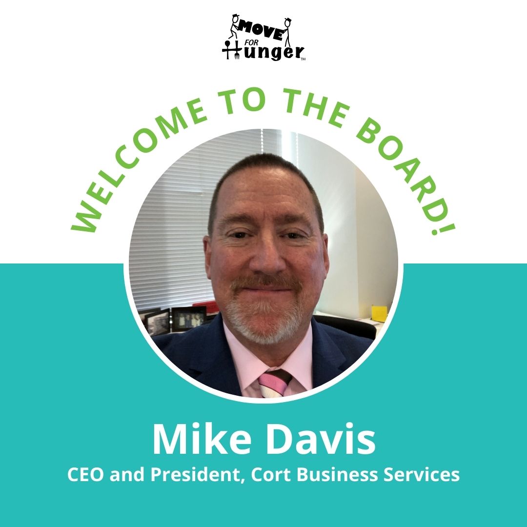 MoveForHunger's tweet photo. 🎉 We're thrilled to announce that Mike Davis, the CEO and President of @CORTFurniture Business Services, a Berkshire Hathaway Company, has joined the Move For Hunger Board of Directors! 🌟

Please join us in welcoming Mike Davis to our team!

#MoveForHunger #EndHunger https://t.co/zyCgjla841