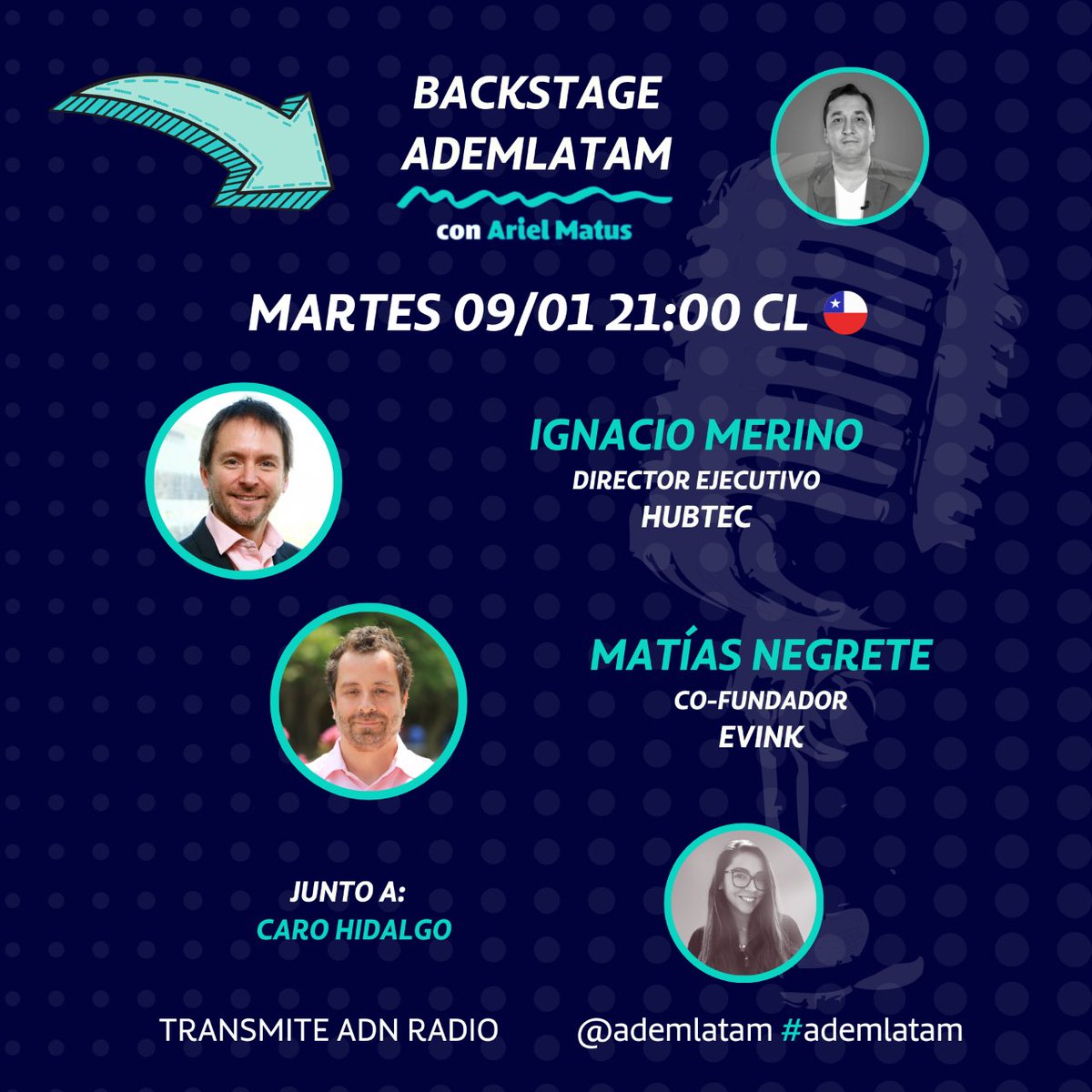 🟠¡Es hoy!👀
Hoy a las 21:00 hrs, en la radio ADN📻, no te pierdas la entrevista a nuestro director ejecutivo, Ignacio Merino en el programa "Backstage #ADEMLATAM" con #ArielMatus, donde se hablará sobre el rol de HUBTEC y sobre la gran iniciativa de nuestros partners de Vink💪🏼