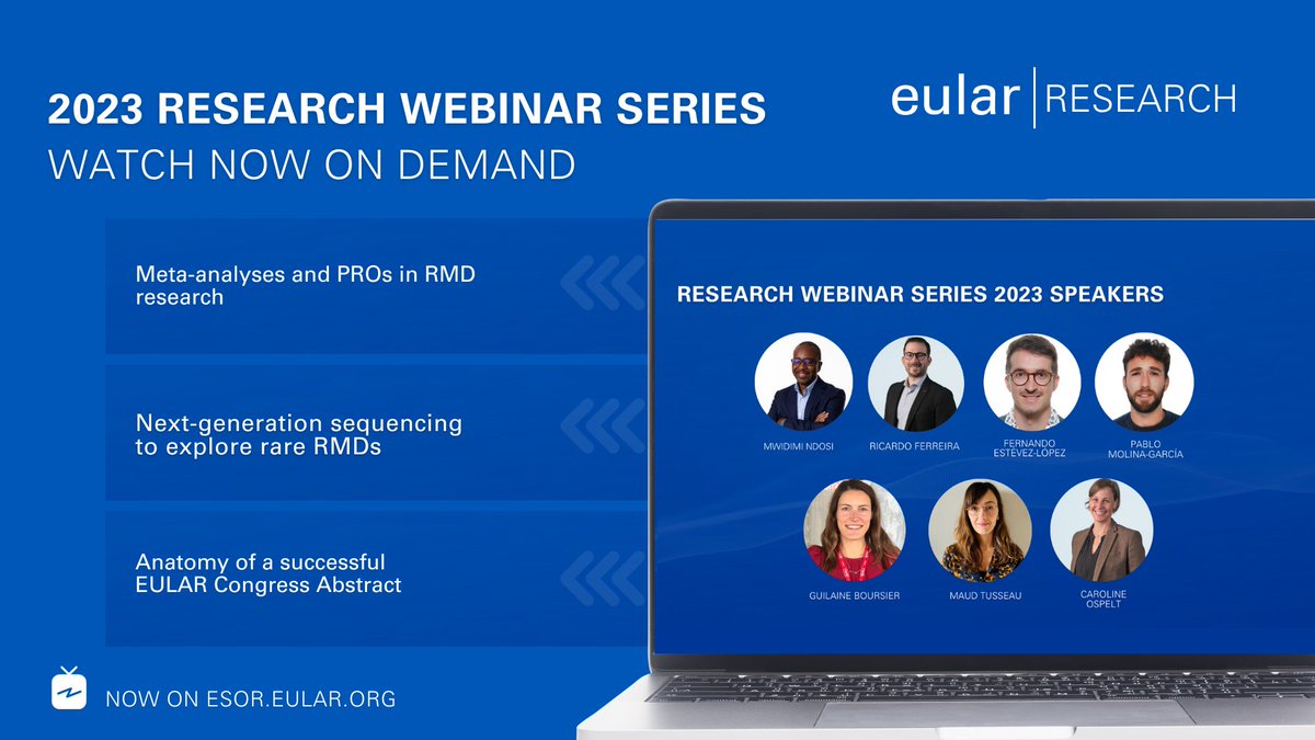 🖥️ Missed our Research webinars? Watch them now on-demand! 🌟Register now and never miss a webinar again. 🌍 Find out more here: pulse.ly/reviwkqmr3 #eularRESEARCH #eularResearchCentre #ResearchFunding #Rheuma #Rheumatology #Research