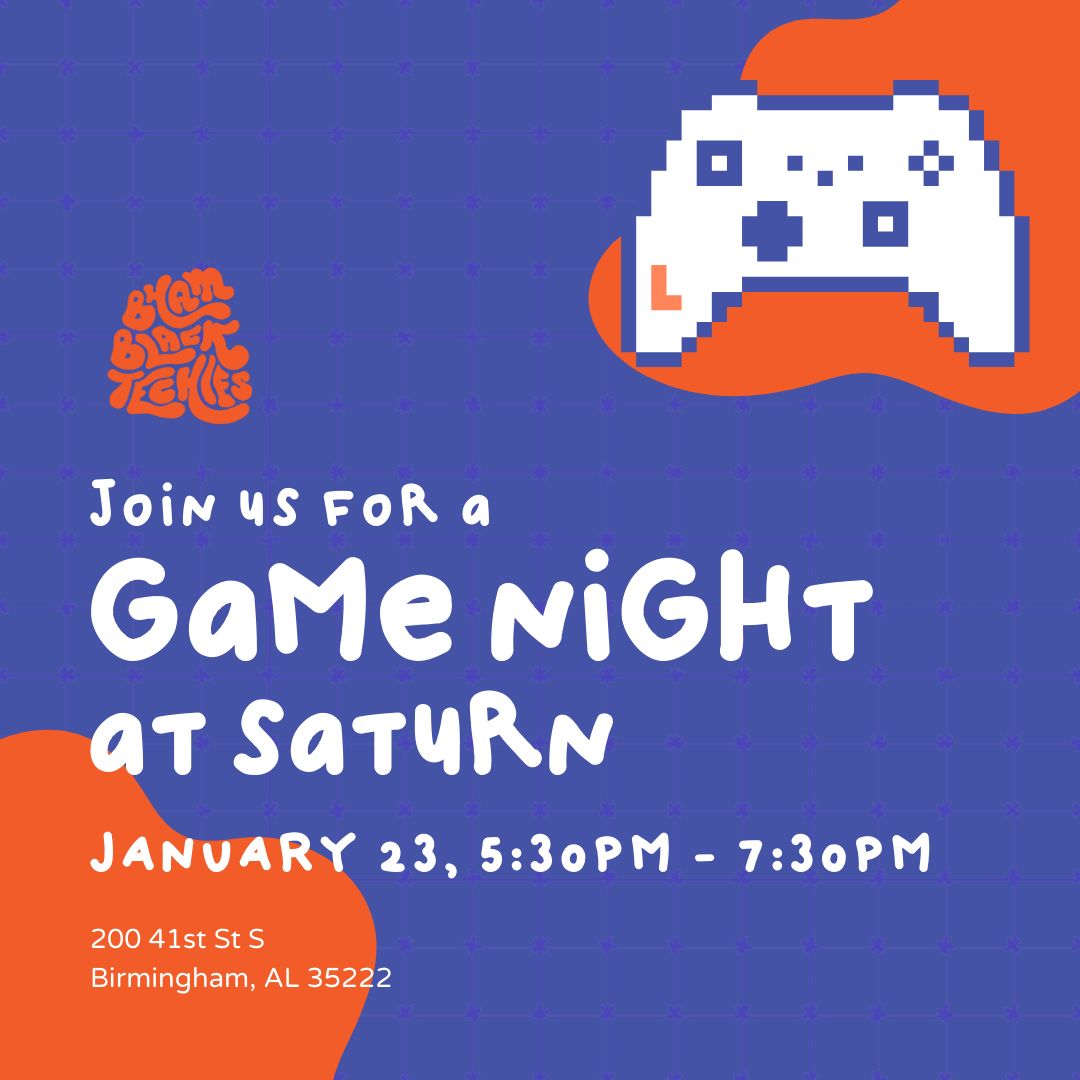 Happy New Year!!! 🥳

It's been a minute since we met up, so let's kick off the year with a game night at Saturn. 🎮

Join us on Tuesday, January 23 from 5:30 pm - 7:30 pm.

Come out for some competitive fun and to meet new people.

bit.ly/bbt-saturn