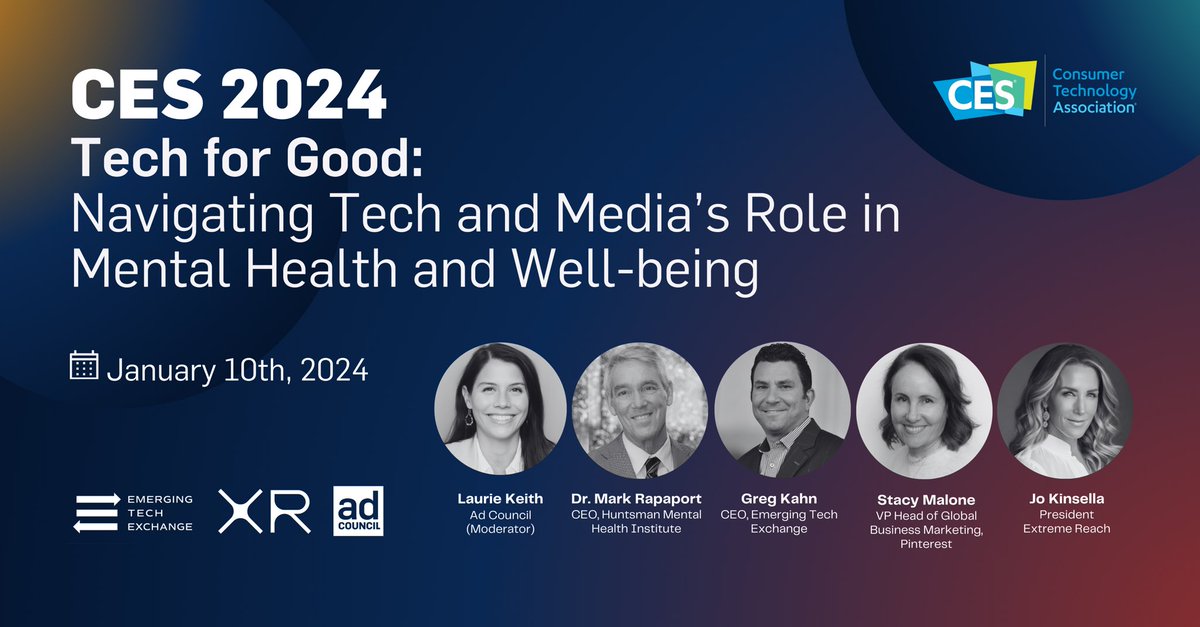 I'm excited to be at <a href="/CES/">CES</a> this week with some of most prominent tech leaders discussing technology and its effect on mental health. Thank you to our partners <a href="/AdCouncil/">Ad Council</a> and our amazing <a href="/LoveYourMind/">Love_YourMind</a> campaign and, of course, our team <a href="/uofu_hmhi/">Huntsman Mental Health Institute</a> and <a href="/HuntsmanMH/">Huntsman Mental Health Foundation</a>. #CES2024