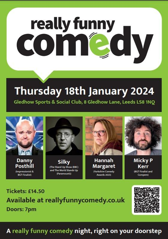 Gledhow Sports and Social Club (@andgledhow) on Twitter photo ๐LIVE COMEDY @ THE GLEDHOW๐คฃ
๐๏ธTHURSDAY 18TH JAN, 7pm
Another great line-up! Featuring:
๐<a href="/PosthillDanny/">Danny Posthill</a>
๐@paulsilkywhite
๐<a href="/hannahmaggie91/">Hannah Margaret</a>
and your host..
๐บ <a href="/MickyPKerr/">Micky P Kerr</a>!
๐๏ธTICKETS: reallyfunnycomedy.co.uk
#comedy #leeds #standup #funny <a href="/R_F_Comedy/">Really Funny Comedy</a> <a href="/BGT/">BGT</a> ๐LIVE COMEDY @ THE GLEDHOW๐คฃ
๐๏ธTHURSDAY 18TH JAN, 7pm
Another great line-up! Featuring:
๐<a href="/PosthillDanny/">Danny Posthill</a>
๐@paulsilkywhite
๐<a href="/hannahmaggie91/">Hannah Margaret</a>
and your host..
๐บ <a href="/MickyPKerr/">Micky P Kerr</a>!
๐๏ธTICKETS: reallyfunnycomedy.co.uk
#comedy #leeds #standup #funny <a href="/R_F_Comedy/">Really Funny Comedy</a> <a href="/BGT/">BGT</a>