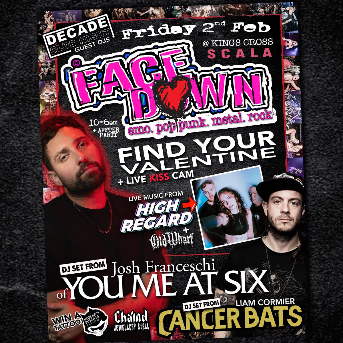 ❗️FEBRUARY❕

2024 is already looking nuts! 🤯

<a href="/joshmeatsix/">Josh Franceschi</a> of <a href="/youmeatsix/">You Me At Six</a> DJ battles <a href="/treadwellmoto/">Liam Joseph Cormier</a> of <a href="/cancerbats/">Cancer Bats</a> !

<a href="/highregardpop/">HIGH REGARD</a> hit up the main stage
Upstairs metal from @oldwharfuk 

<a href="/decadeclubnight/">Decade Club Night</a> from Scotland join the team 🏴󠁧󠁢󠁳󠁣󠁴󠁿