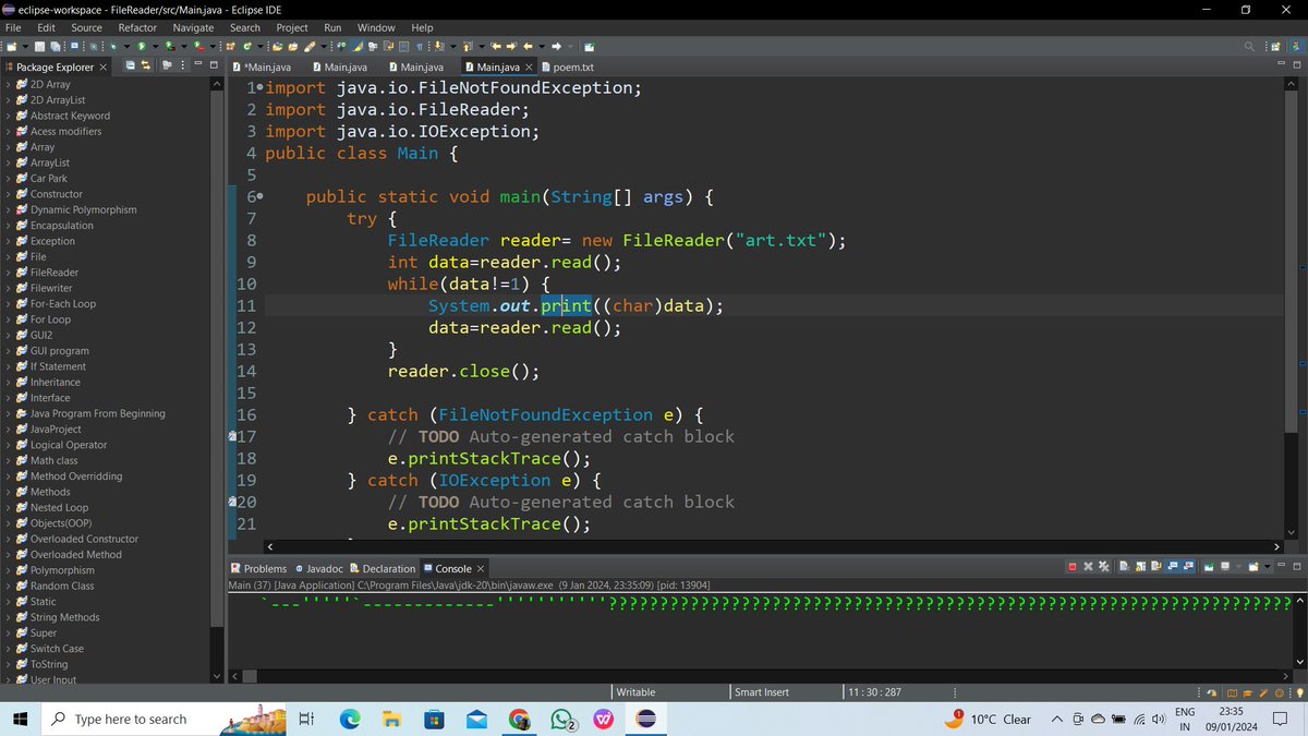 chandan_t69's tweet image. 🚀 Day 12 of the #CodeChallenge! 🚦 Explored Java's exception handling, delving into the File class, mastering file reading, and honing file writing skills. 💡💻 A day of robust coding! #Java #ExceptionHandling #FileOperations 🚀