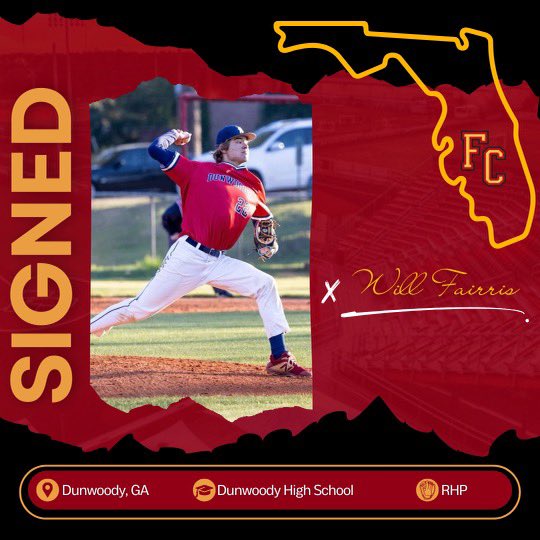 Flagler_BSB's tweet photo. Our next signee in the 2024 recruiting class is RHP Will Fairris. Will is joining Flagler from Dunwoody High School in Dunwoody, GA! https://t.co/44zzGrDkuv