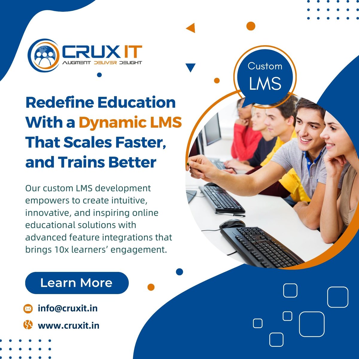 cruxitservice's tweet photo. Empower minds, and transform futures. 🚀 Redefining education with our dynamic Learning Management System – scaling faster and training better than ever before! 🌐📚

#RedefineEducation #LMSInnovation #FutureLearning #LearningManagementSystem #Lms #elearningplatform #cruxit https://t.co/f229L2OebP