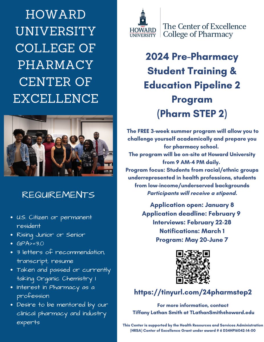 hucopcoe's tweet photo. Unlock Your Potential! 

Join our FREE 3-week summer program and elevate your academic game for pharmacy school!

Immerse yourself in a transformative on-site experience from 9 AM-4 PM daily. Seize this opportunity to challenge yourself and pave the way for your pharmacy journey! https://t.co/8zo5tWg5Bn