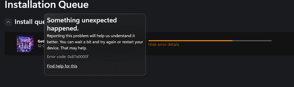 ChrispyxMoose's tweet photo. @XboxSupport guys it's been 4 months, every game i try and download, or update, gives me the same error code. only games under 6-7gbs will MAYBE install, I've tried support tickets, online advice, every troubleshooting tip I could find. https://t.co/q6NiVix87P