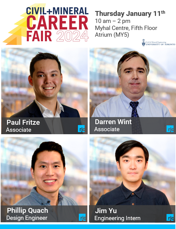 RJC Engineers (@rjc_engineers) on Twitter photo Civil + Mineral Engineering (<a href="/civmin/">CivMin Engineering at U of T</a> ) Career Fair Thursday January 11th at the University of Toronto (<a href="/UofT/">University of Toronto</a> ).
Visit RJC 10am – 2pm at Myhal Centre, 5th floor (MY5) & learn how you can design your engineering career with us!
bit.ly/3TVqvtf
#engineeringcareers Civil + Mineral Engineering (<a href="/civmin/">CivMin Engineering at U of T</a> ) Career Fair Thursday January 11th at the University of Toronto (<a href="/UofT/">University of Toronto</a> ).
Visit RJC 10am – 2pm at Myhal Centre, 5th floor (MY5) & learn how you can design your engineering career with us!
bit.ly/3TVqvtf
#engineeringcareers