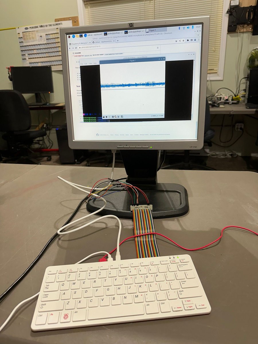 In our AI &amp; Data Science Meetup we succeeded in getting a Raspberry Pi to interface with a small microphone! We're trying to make a system that can detect failing CNC jobs before the end mill breaks.  makeit.zone/ai-data-scienc…
