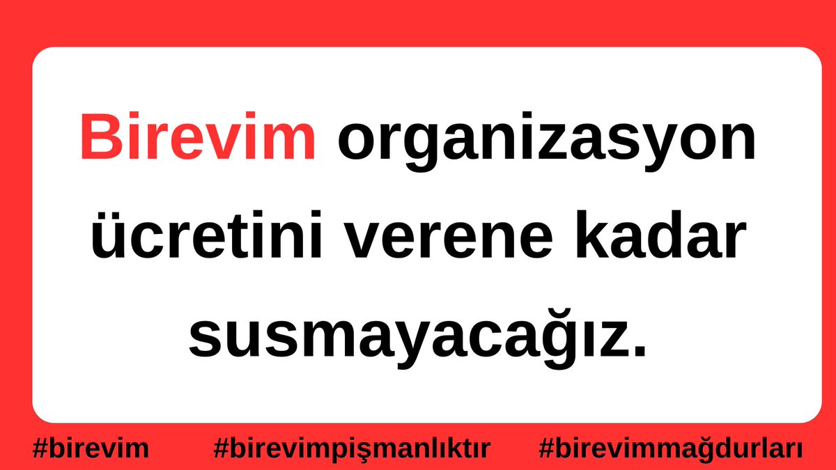 Fesih etmemize rağmen organizasyon paralarına el koyuyolar sözleşmede 80 gün yaz asına rağmeb 180 gün sora ödeyeceğiz deyip bekleyiyolar #birevimmağdurları nın hakkını verin #bddk yıda yalanlarıyla kandırıyolar yetkililer bunlara ne zamn hesap soracak #CumhurBaşkanınınDikkatine